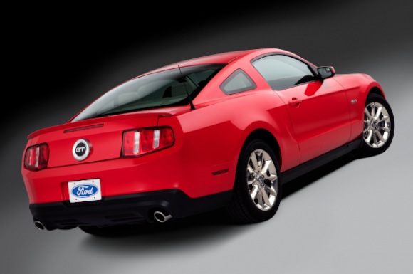 2011_mustang_rear Rear quarter windows evoke the classic 1965-66 Mustang Shelby GT350.