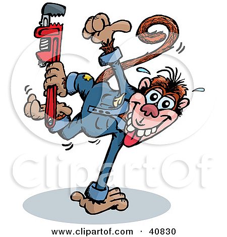 40830-Clipart-Illustration-Of-A-Hyper-Monkey-Character-Holding-A-Monkey-Wrench.jpg