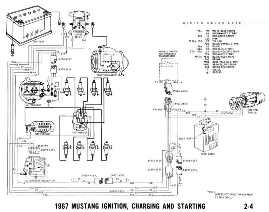 67 Alternator Not Charging Battery, 1965 Ford Mustang Charging System Wiring Diagram