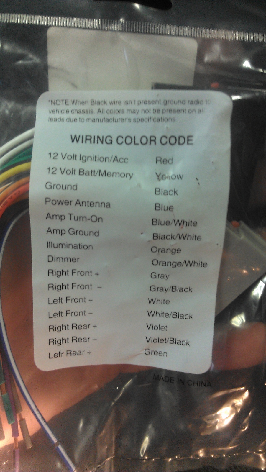 Wire Color Code Chart For Car Stereo